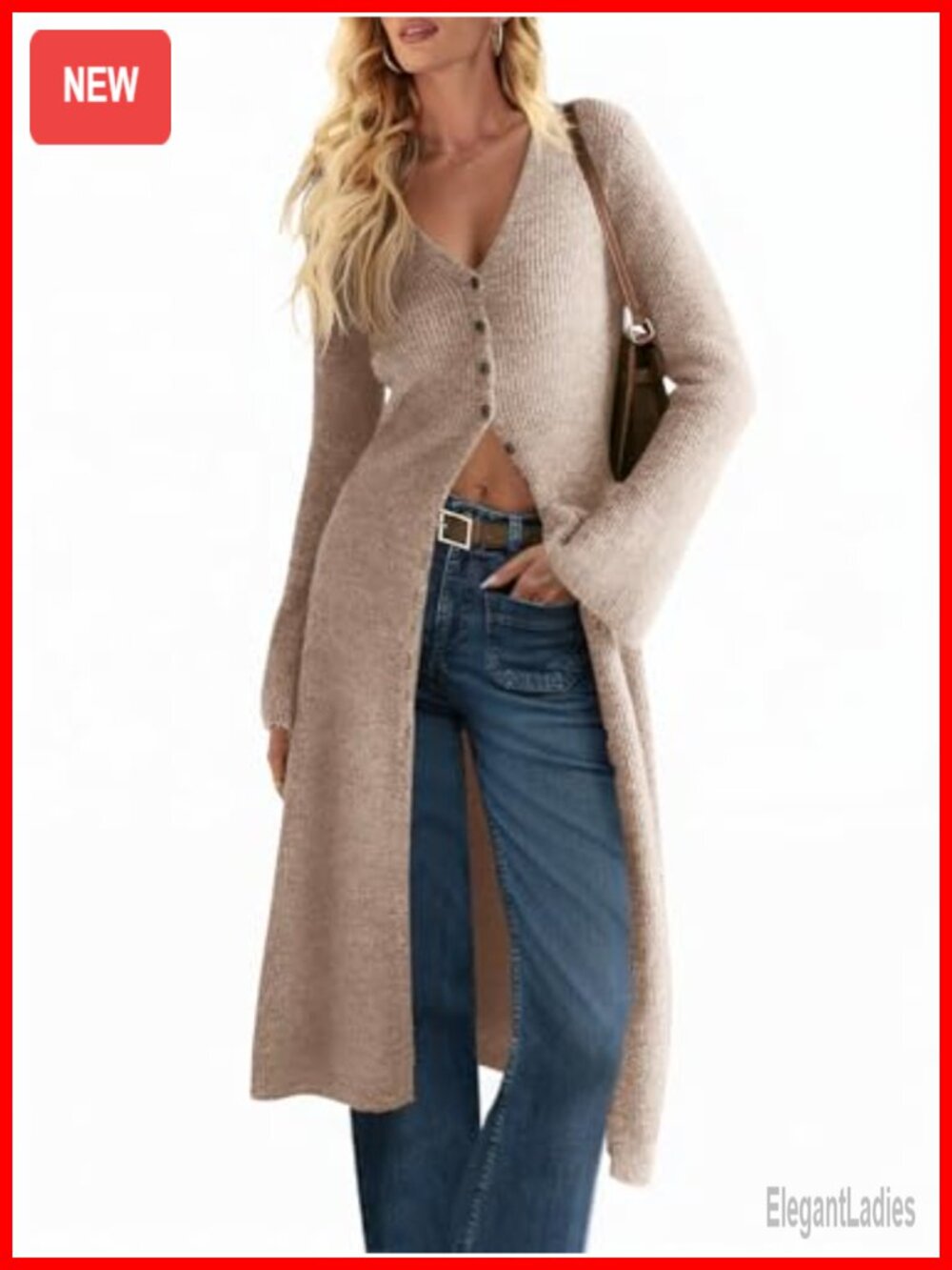 Saodimallsu Women's Long Chunky Knit Cardigan Button Down Midi Sweater